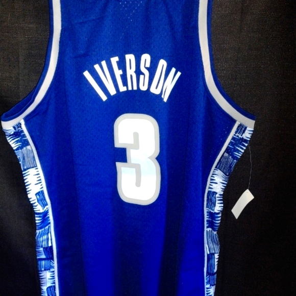NWT ALLEN IVERSON GEORGETOWN HOYAS 95'-96' MITCHELL & NESS NAVY JERSEY SIZE XXL - Picture 2 of 16